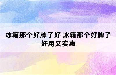 冰箱那个好牌子好 冰箱那个好牌子好用又实惠